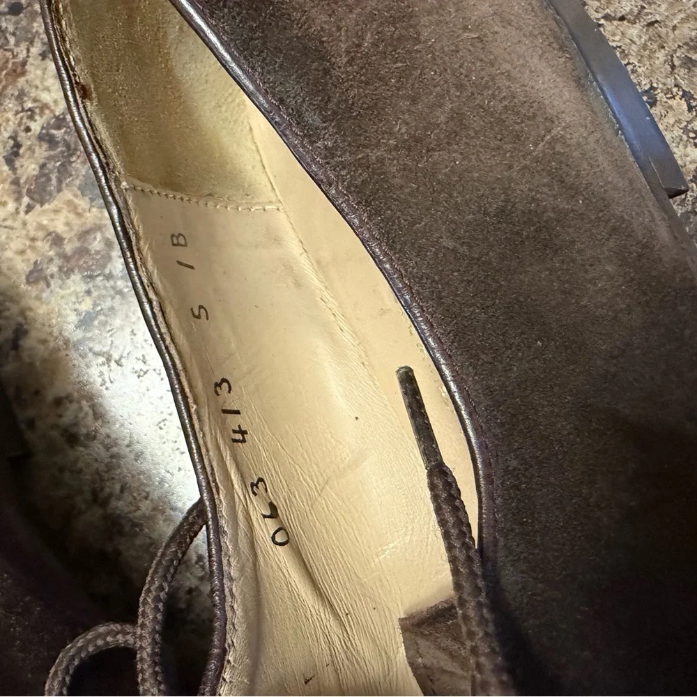 Salvatore Ferragamo Dark Brown Suede Oxfords - Picture 5 of 10